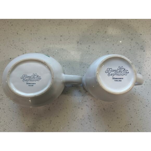 Vintage Hearthside Floral Expressions Stoneware Gravy Boat and Creamer - Picture 5 of 5